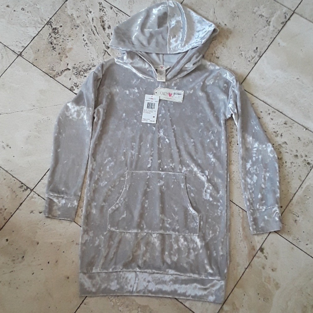 Velvet hoodie tunic,kids/junior